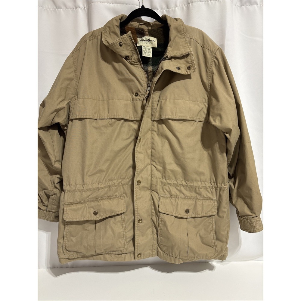 VTG Eddie Bauer Wool Lined Mountain Parka Men's Sz M #16258 Tan‎ Plaid